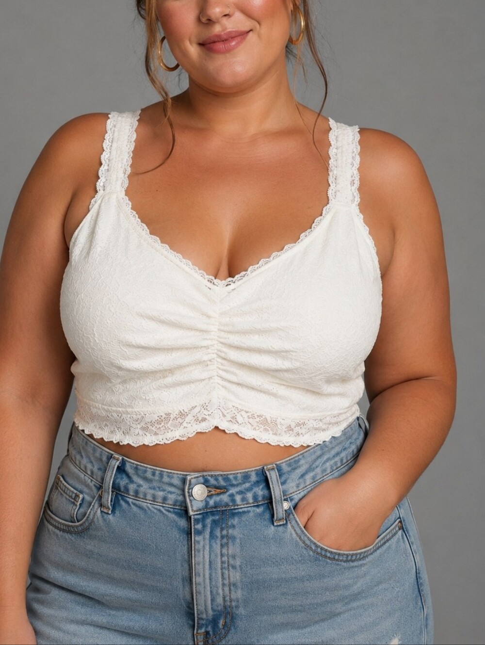 Torrid Ivory Lace Bralette Crop Top Plus Size Floral Lace Wireless Stretch Boho